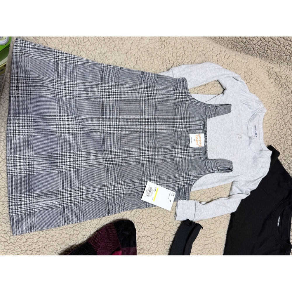 Toddler Girls Jumper Dress Set 3T Jumping Beans Old Navy Childrens Place Plaid